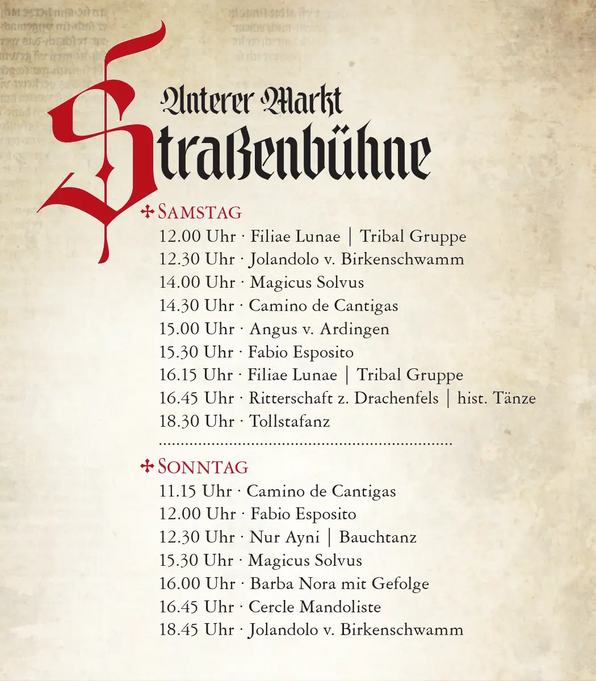Unterer Markt - Straßenbühne - Programm: Sa., So. - Mittelalterfest Arnstorf