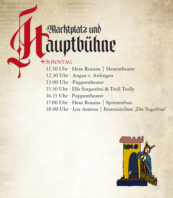 Marktplatz und Hauptbühne - Programm: Sonntag - Mittelalterfest Arnstorf