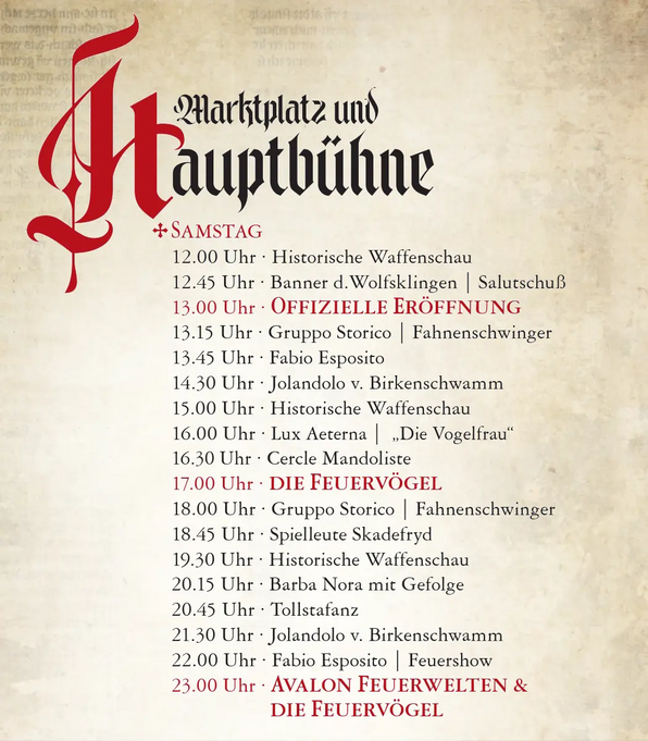 Marktplatz und Hauptbühne - Programm: Samstag - Mittelalterfest Arnstorf