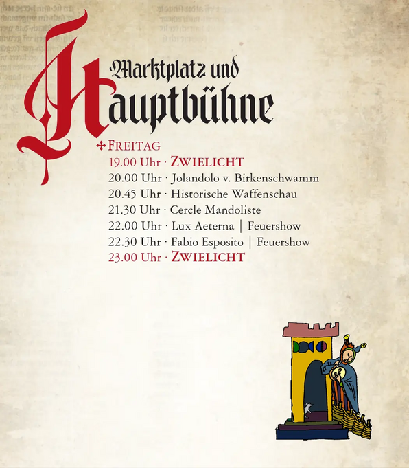 Marktplatz und Hauptbühne - Programm: Fr. - Mittelalterfest Arnstorf